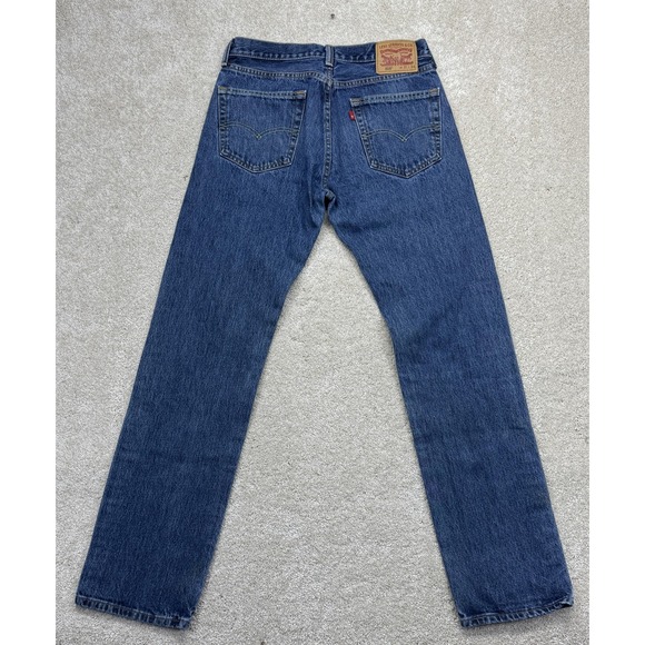 Levis 505 Jeans Mens 31x34 Blue Denim Straight Leg Medium Wash Casual Pants - Picture 3 of 12